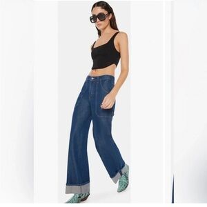 NWT MOTHER The Smoothie Carpenter Sneak Wide Leg Jeans (Clean Your Plate…
